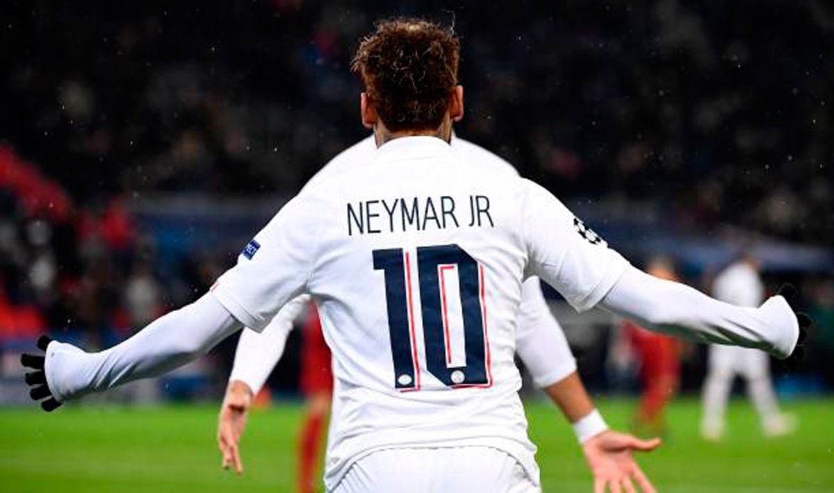 Neymar, celebrating a goal