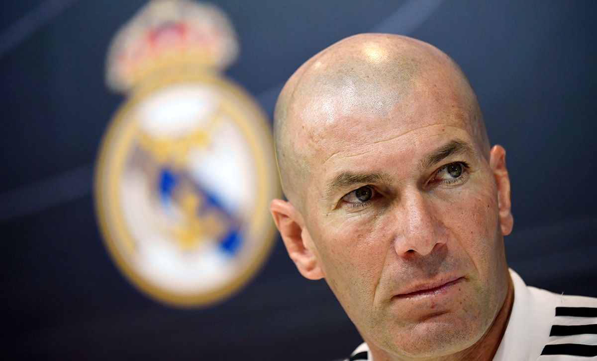 Zinedine Zidane, durante la rueda de prensa previa al Clásico