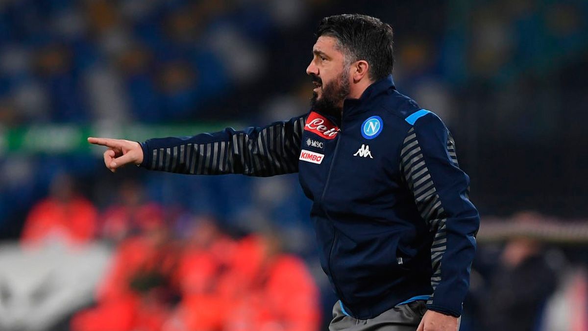 Gennaro Gattuso in a match of Napoli in the Serie A