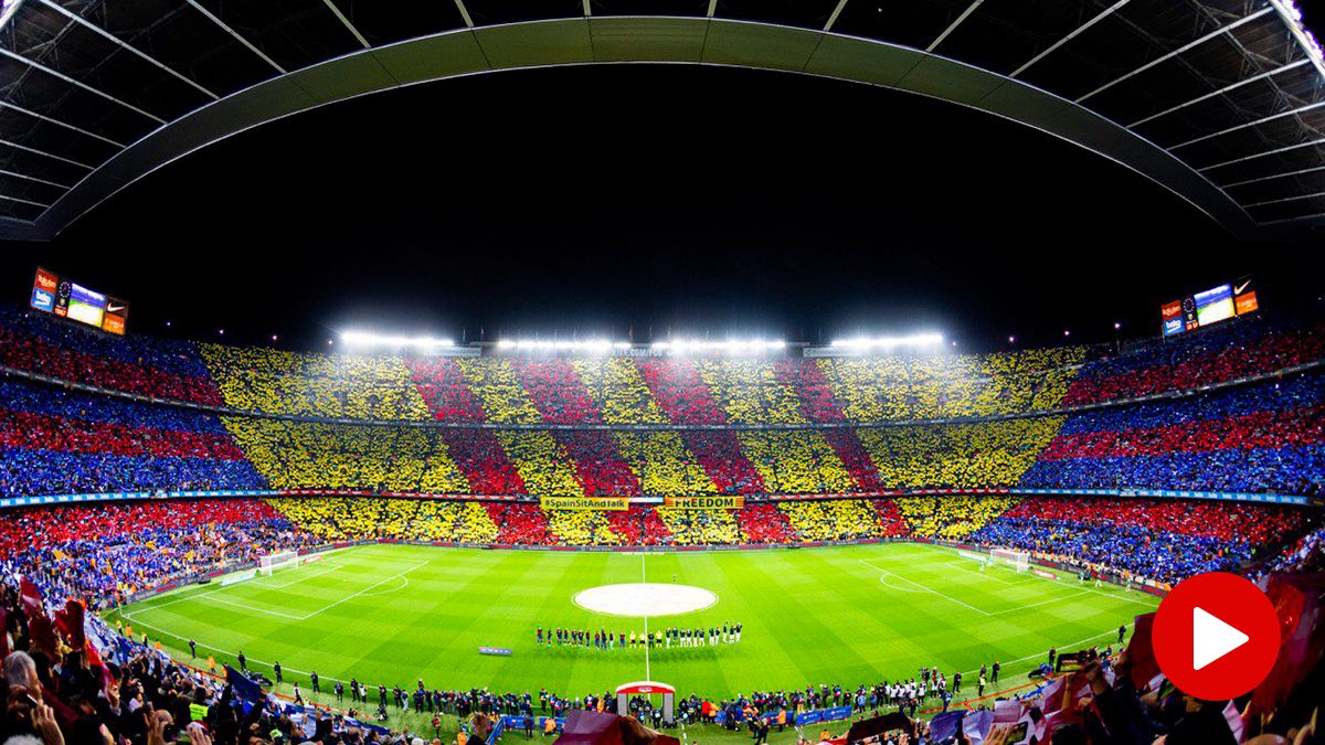 Spectacular mosaic in the Camp Nou because of the Clásico