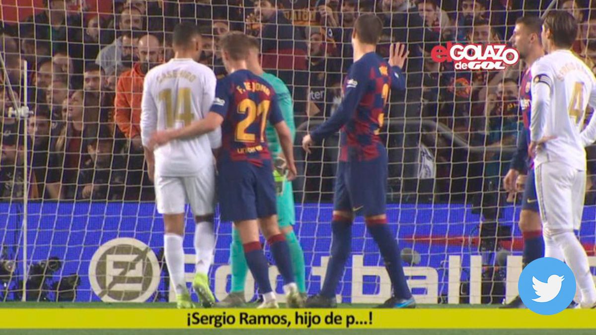 Gerard Piqué, pidiendo que cesaran los insultos a Sergio Ramos