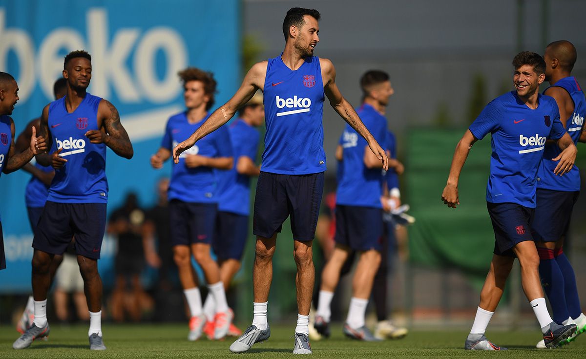 Sergio Busquets, entrenando con el FC Barcelona en una imagen de archivo