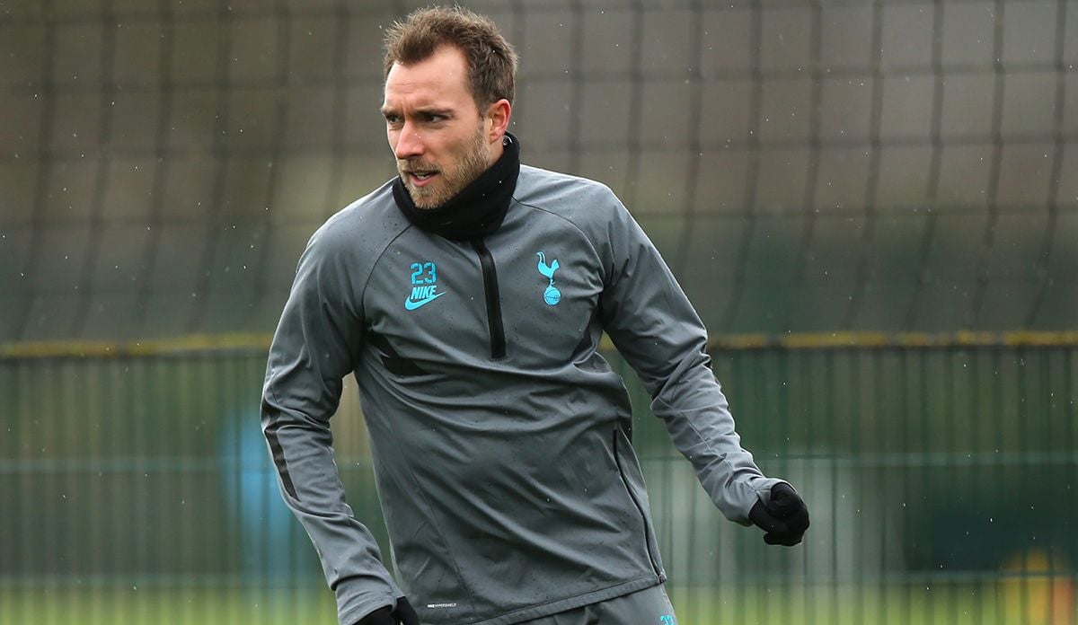 Christian Eriksen, during a training with the Tottenham