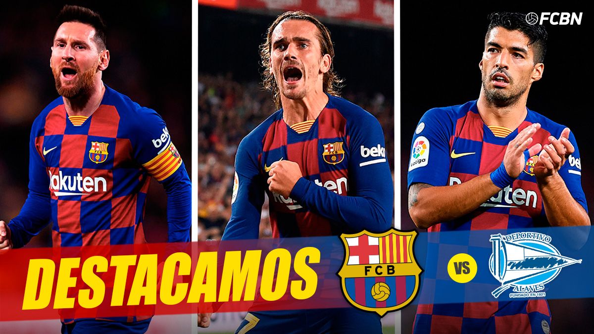 Messi, Griezmann and Luis Suárez, celebrating goals with the FC Barcelona