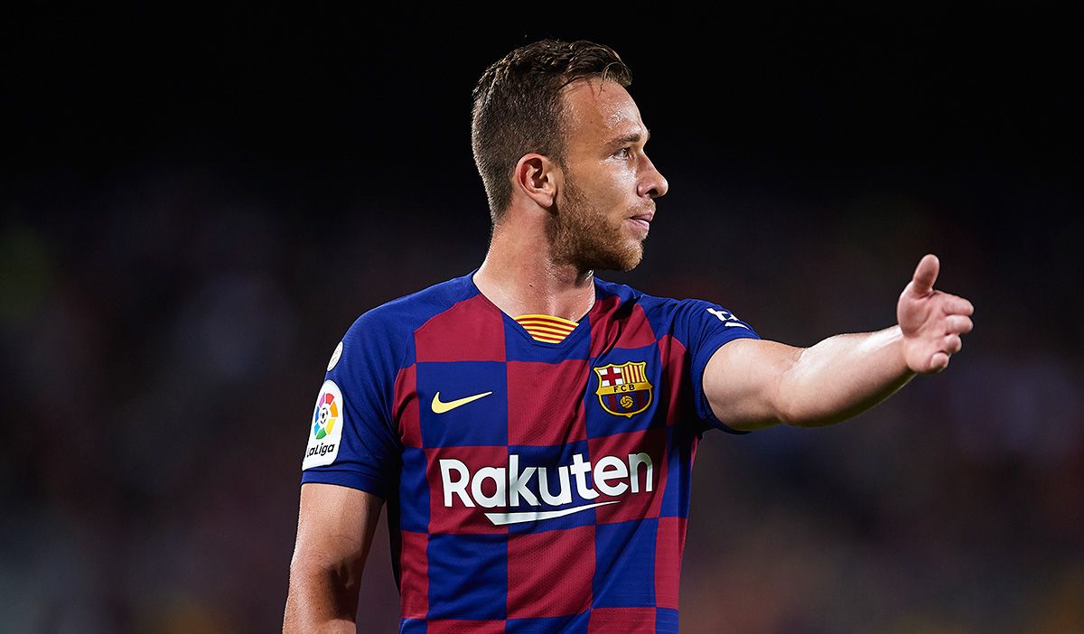 Arthur Melo, durante un partido con el FC Barcelona este curso