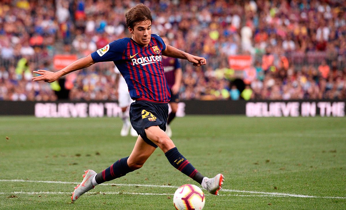 Riqui Puig, during a match with the FC Barcelona the last season