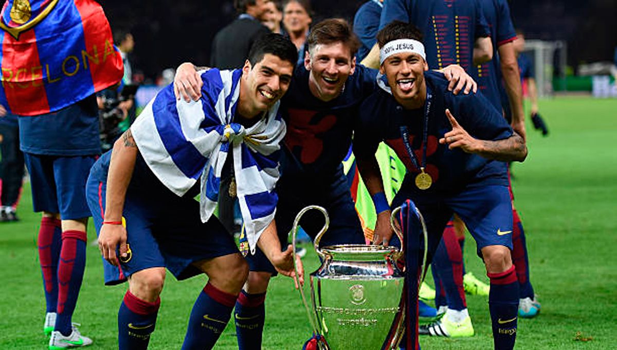 Suárez, Messi and Neymar, with the Champions