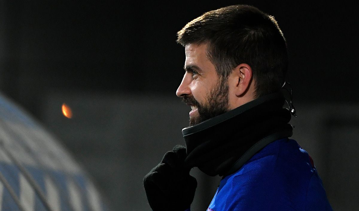 Gerard Piqué, during a training with the FC Barcelona in 2019