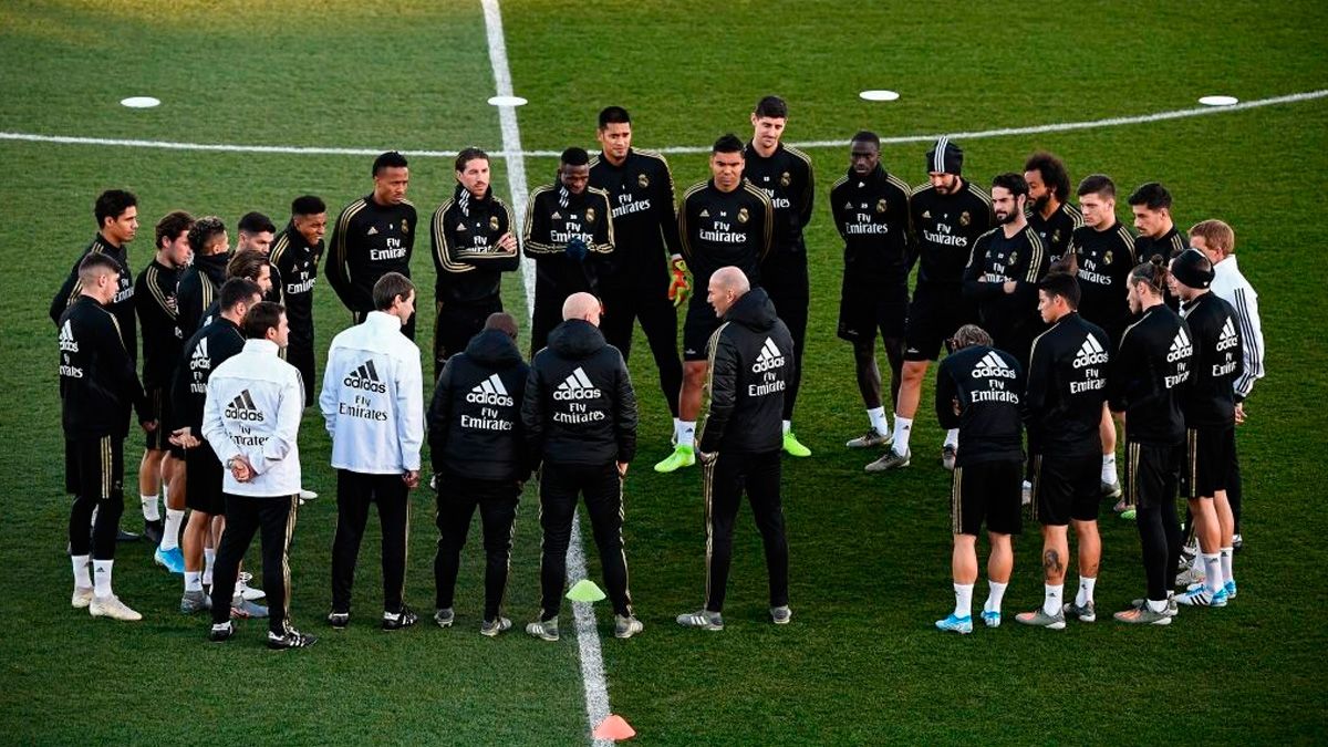 The players of Real Madrid in a training session