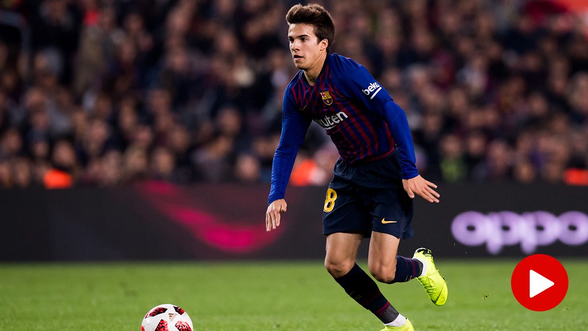 Riqui Puig, during a match with the filial of the FC Barcelona