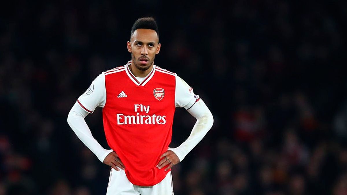 Pierre-Emerick Aubameyang, possible target of Barça, in a match with Arsenal