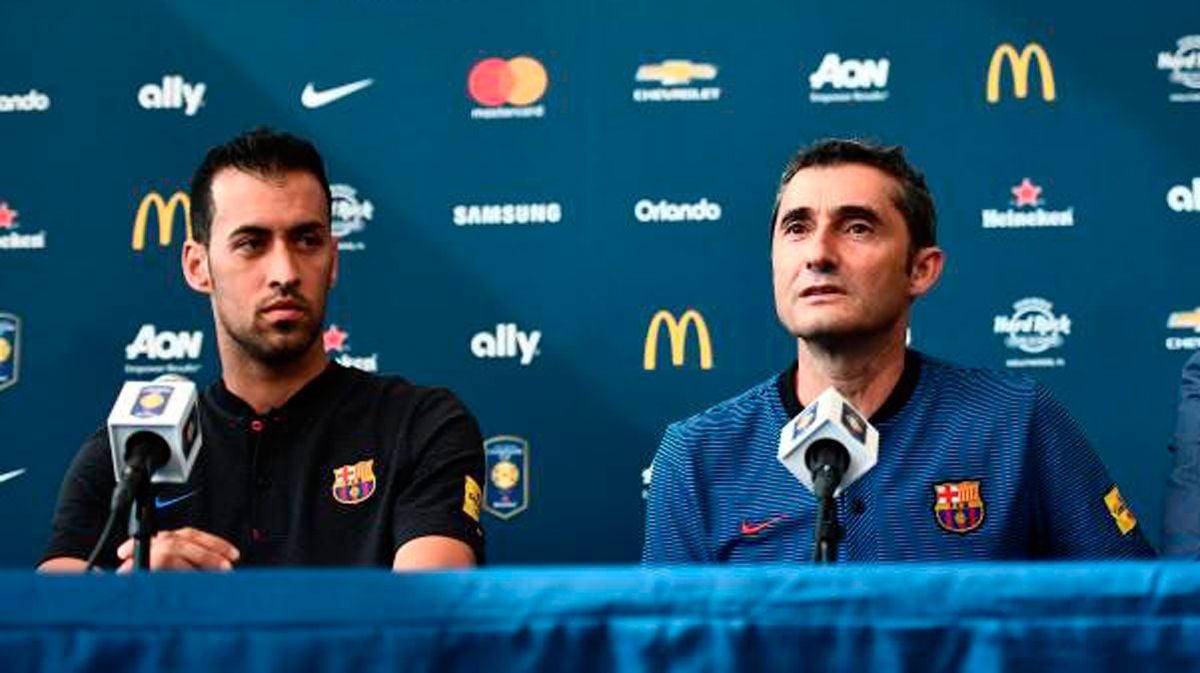 Press conference of Busquets and Valverde