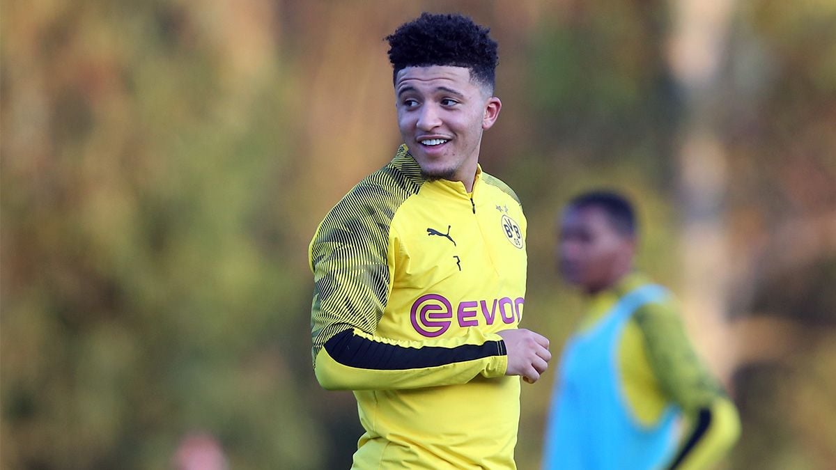 Jadon Sancho en un entrenamiento del Borussia Dortmund