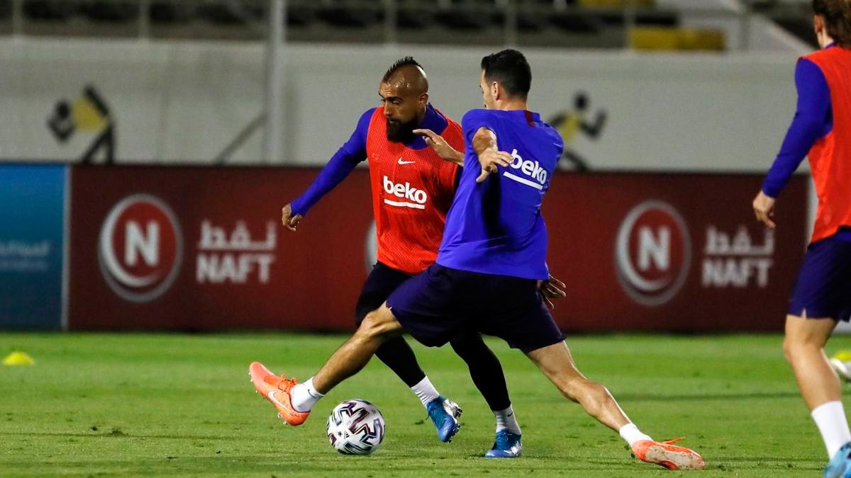 Arturo Vidal, target of Inter Milan, in a training session of Barça | FCB