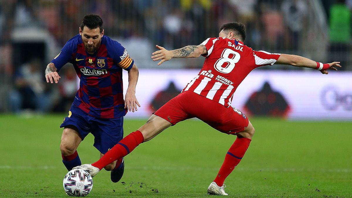 Leo Messi in a match with Barça in the Spanish Supercup