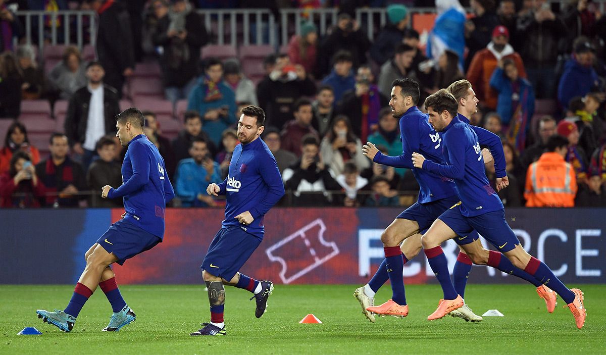 The FC Barcelona, heating before a match this season