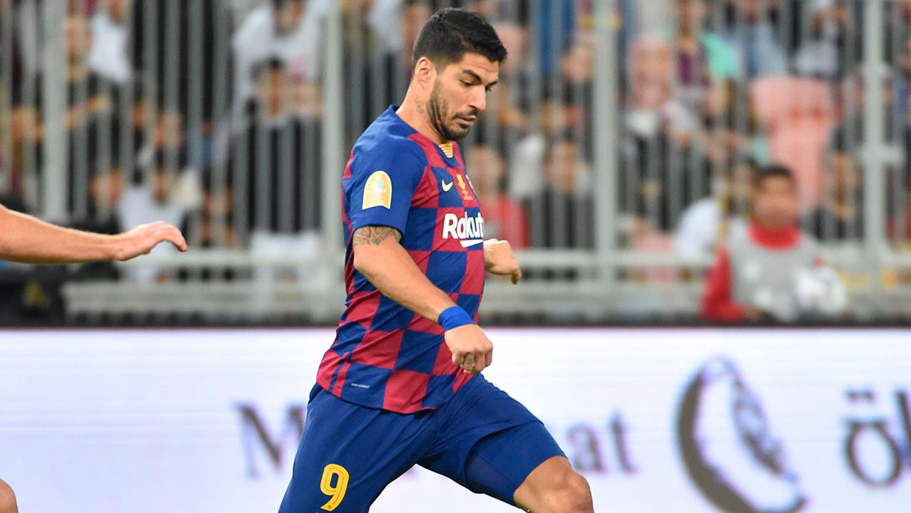 Luis Suárez in the party of the Supercopa