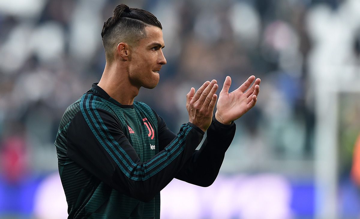 Cristiano Ronaldo, durante un calentamiento con la Juventus de Turín