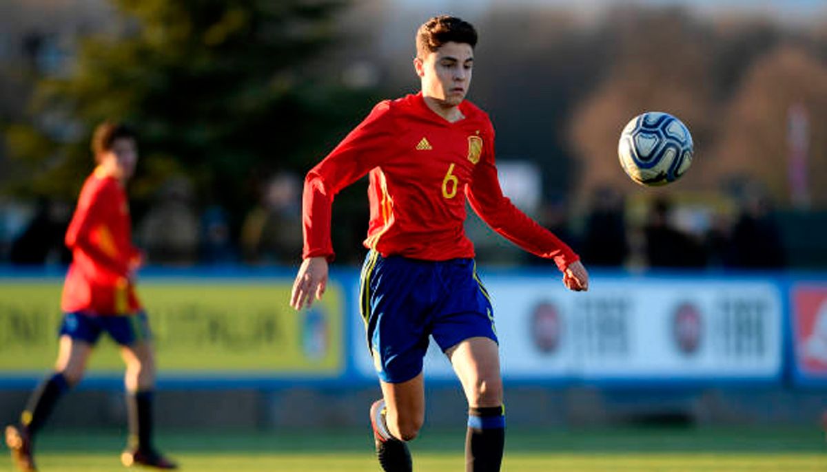 Iván Morante, during a match with Spain