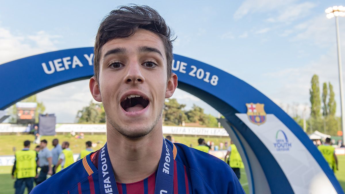 Alejandro Marqués after winning the UEFA Youth League with Barça in 2018