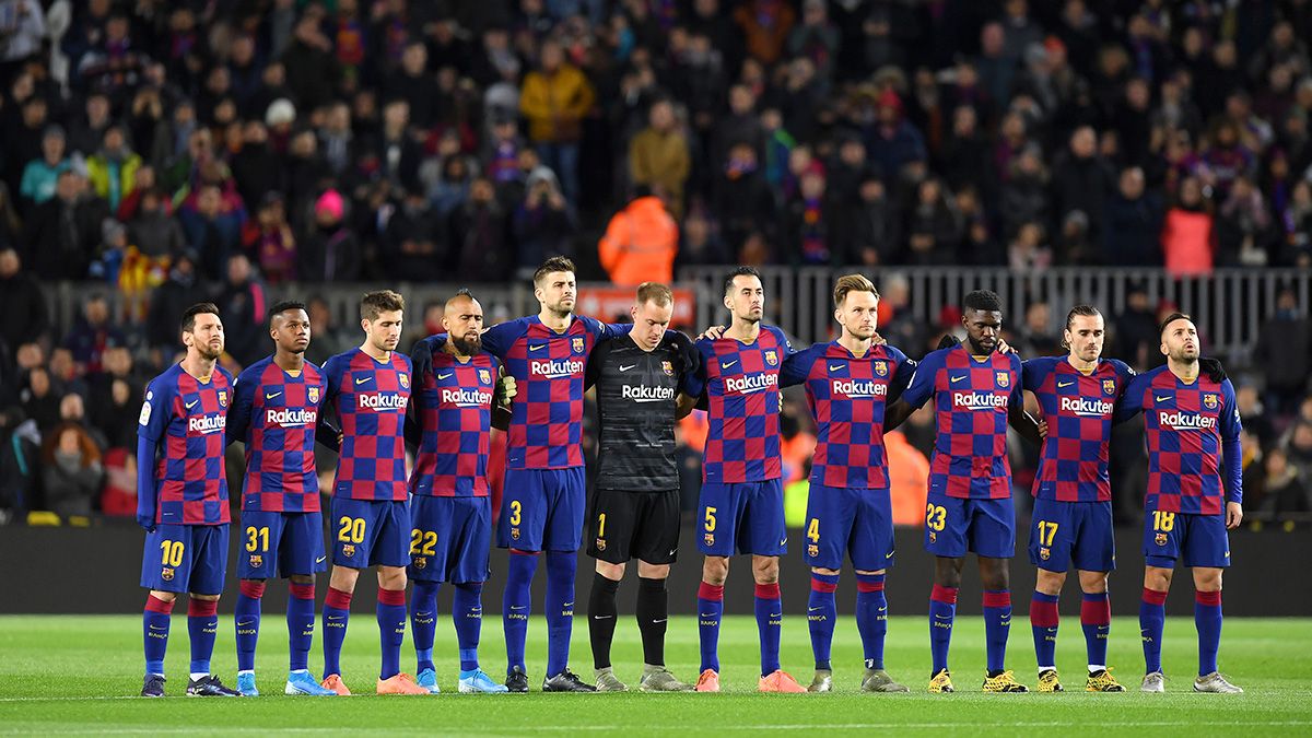Los jugadores del Barça en el primer partido de Quique Setién en el Camp Nou
