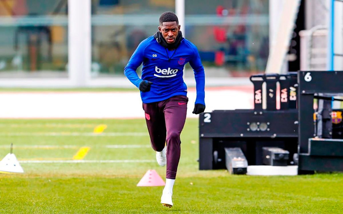 Ousmane Dembélé en un entrenamiento con el Barça / Foto: Twitter FCB