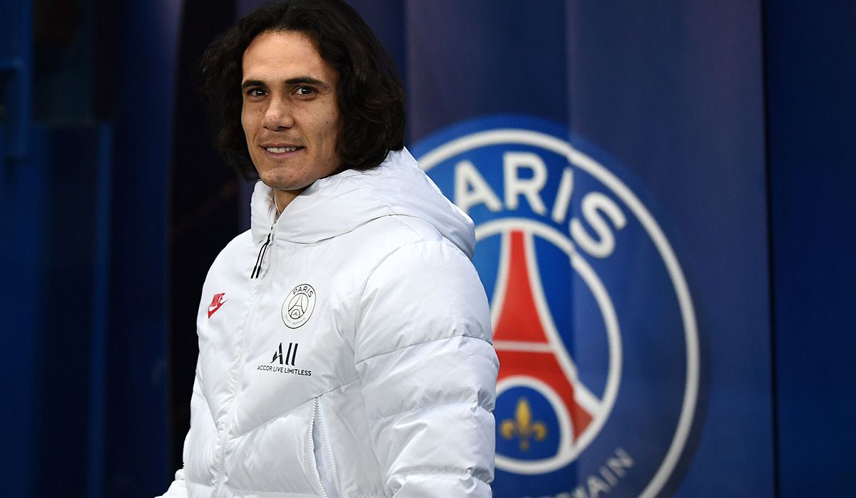 Edinson Cavani, during a press conference with the PSG