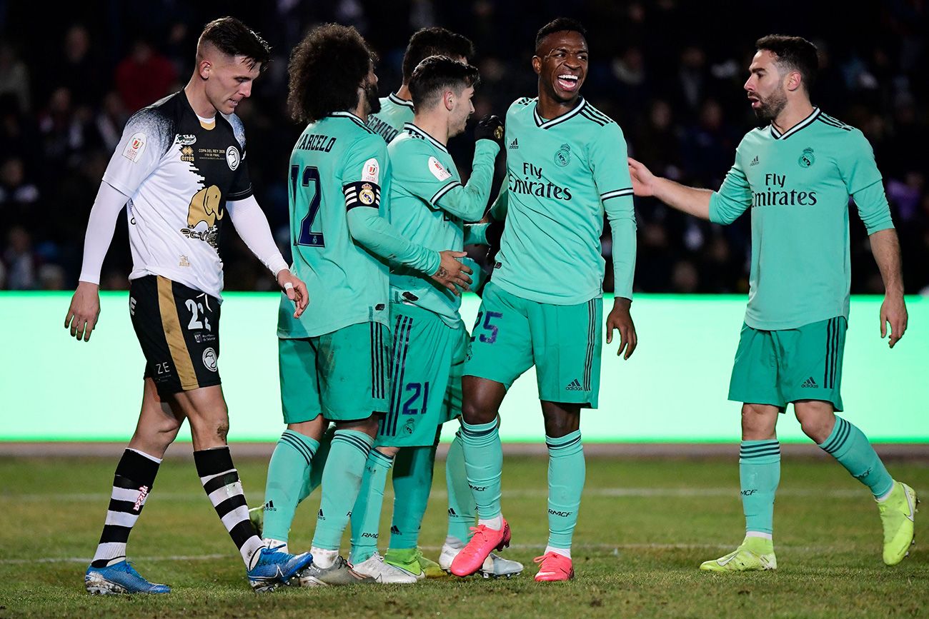 The players of the Madrid celebrate a goal