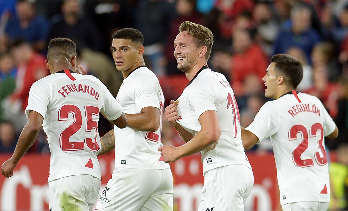 El Sevilla, celebrando un gol marcado esta temporada 2019-20