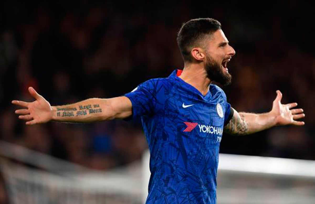 Olivier Giroud, in a match of Chelsea