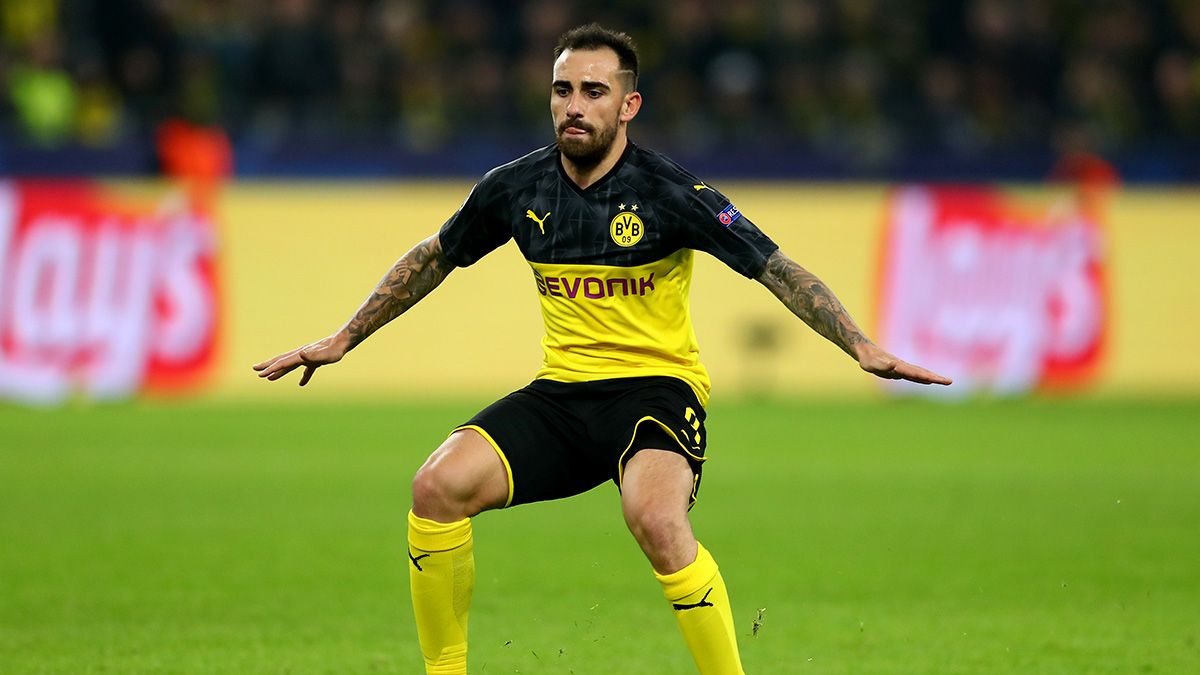 Paco Alcácer, target of Valencia, in a match of Borussia Dortmund