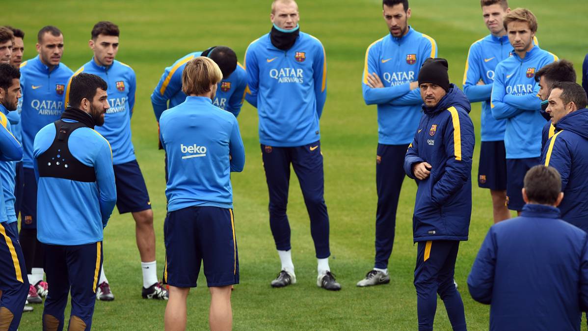 The FC Barcelona, training in an image of archive