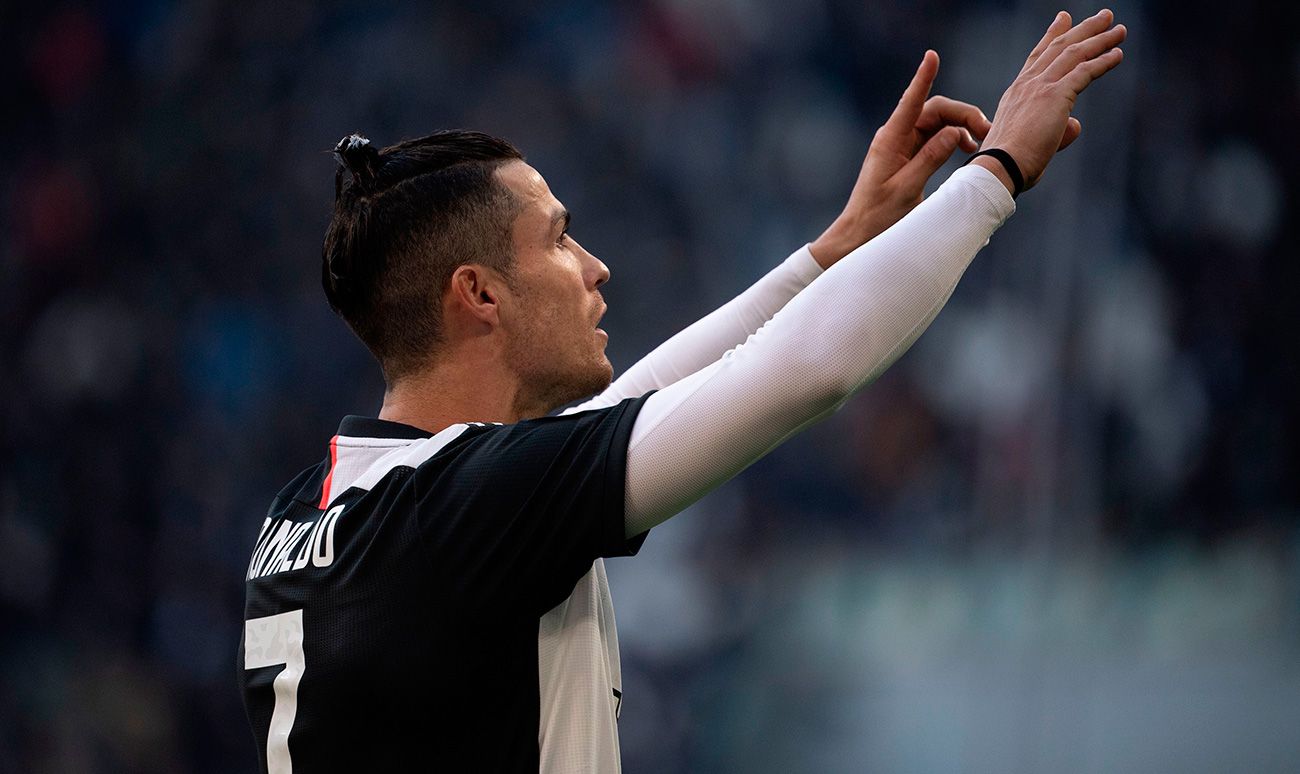 Cristiano Ronaldo celebrates a goal with the Juve