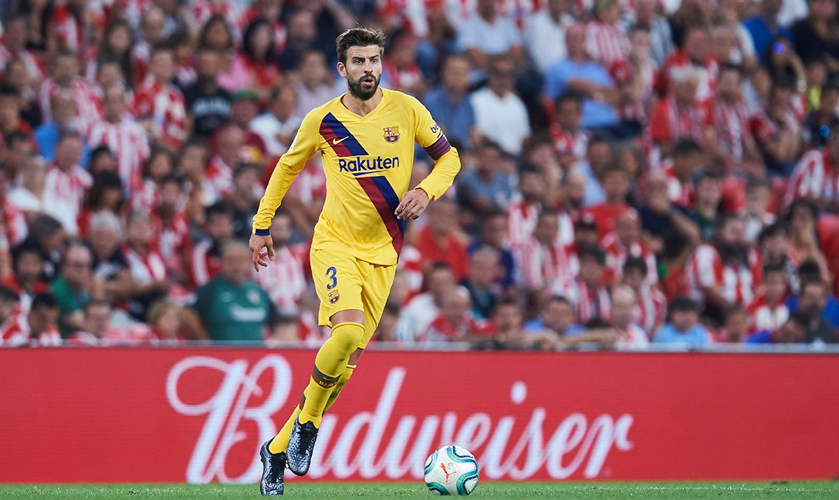 Gerard Piqué, during the match against the Athletic of Bilbao in San Mamés