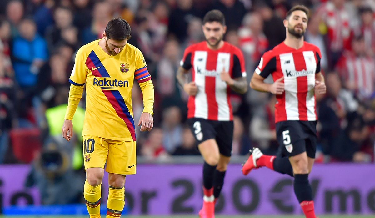 Leo Messi, triste por la eliminación contra el Athletic de Bilbao