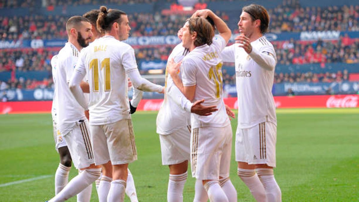 Players of the Real Madrid celebrating a goal