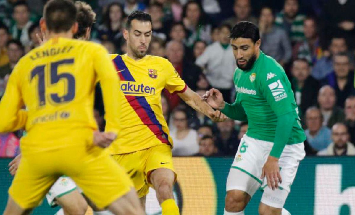 Sergio Busquets, during the match against the Real Betis