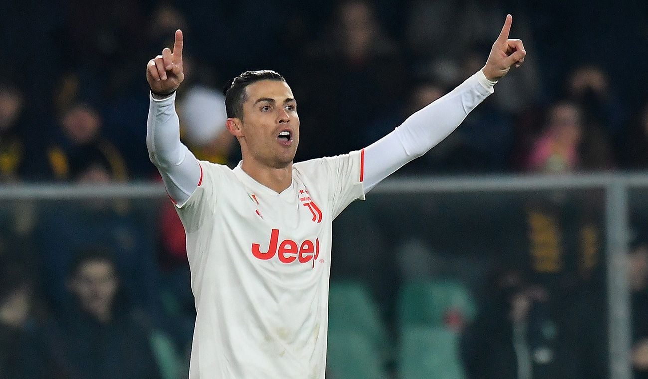Cristiano Ronaldo celebrates a goal with the Juve