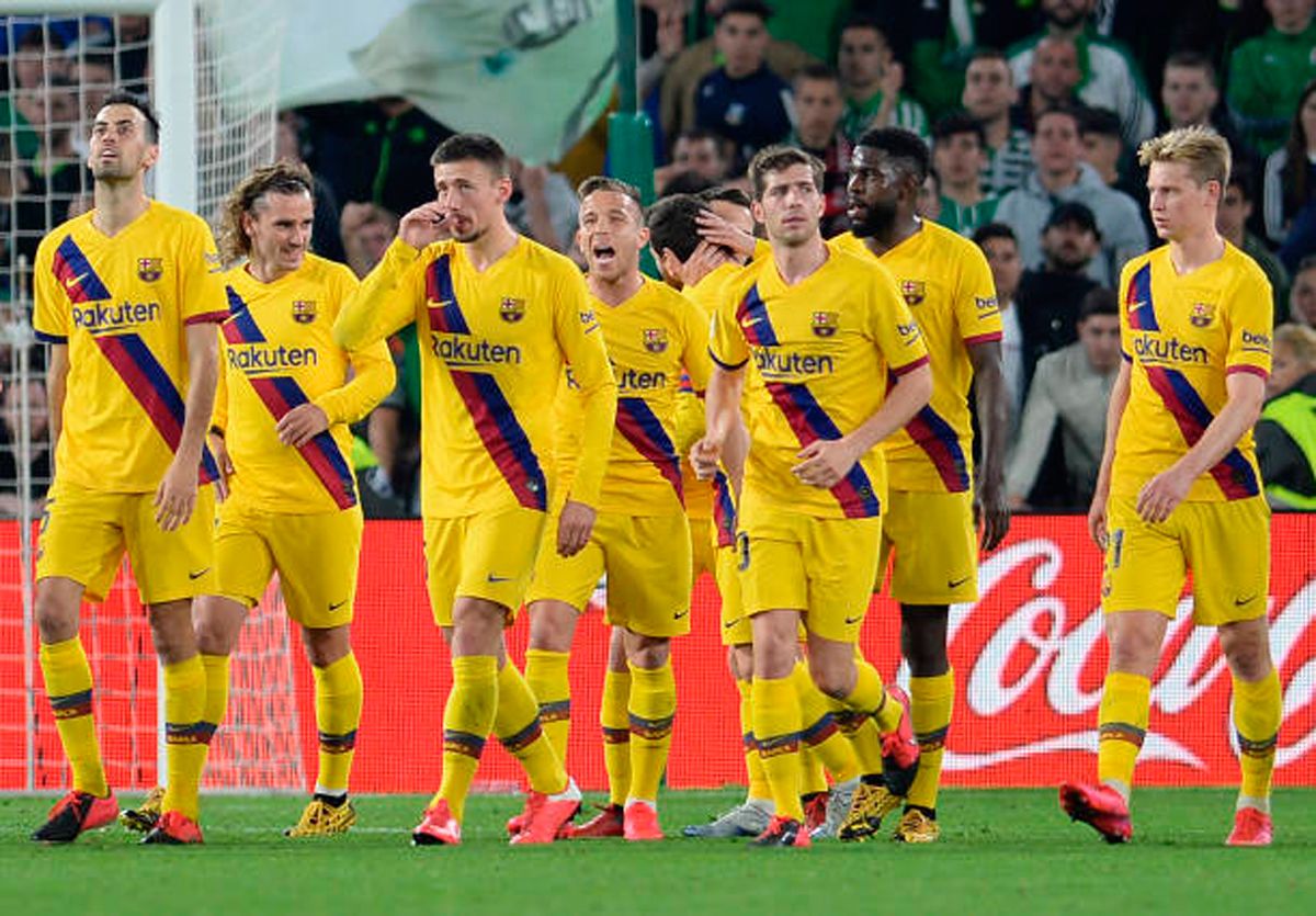 Celebración Of the players against the Betis