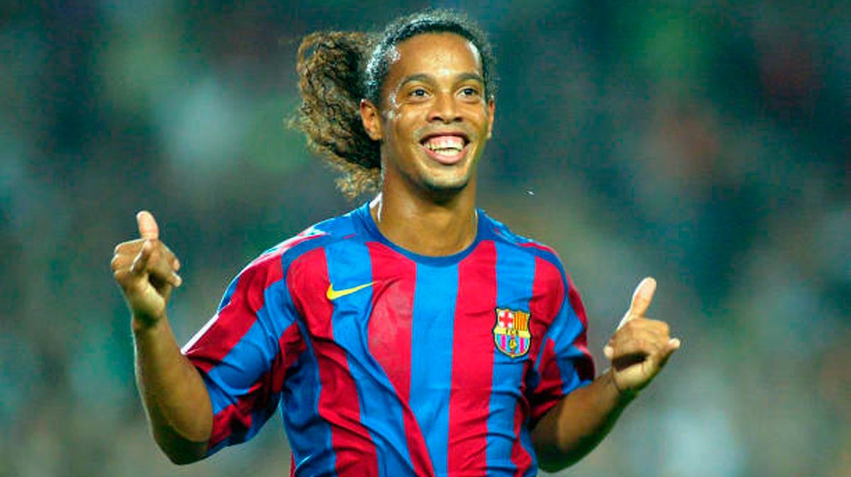 Ronaldinho, celebrating a goal