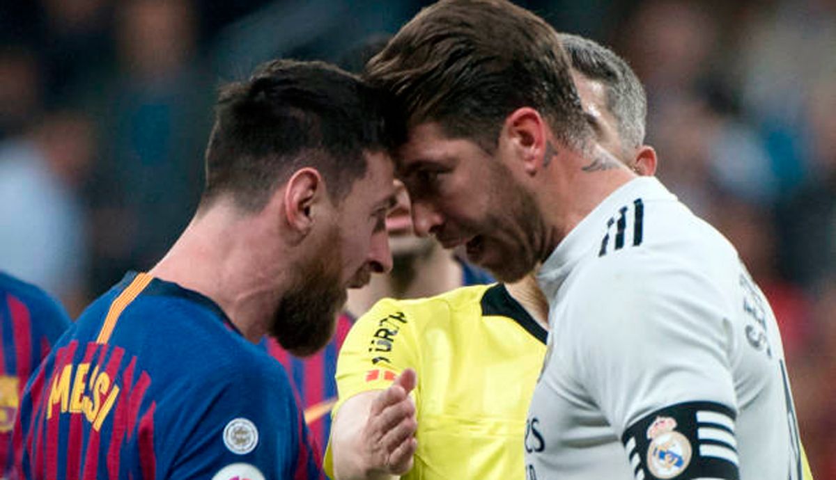 Leo Messi y Sergio Ramos, durante un Clásico