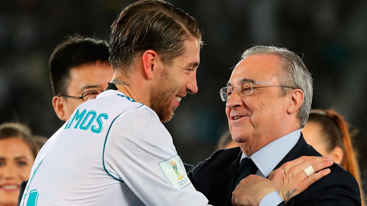 Sergio Ramos and Florentino Pérez after a match of Real Madrid