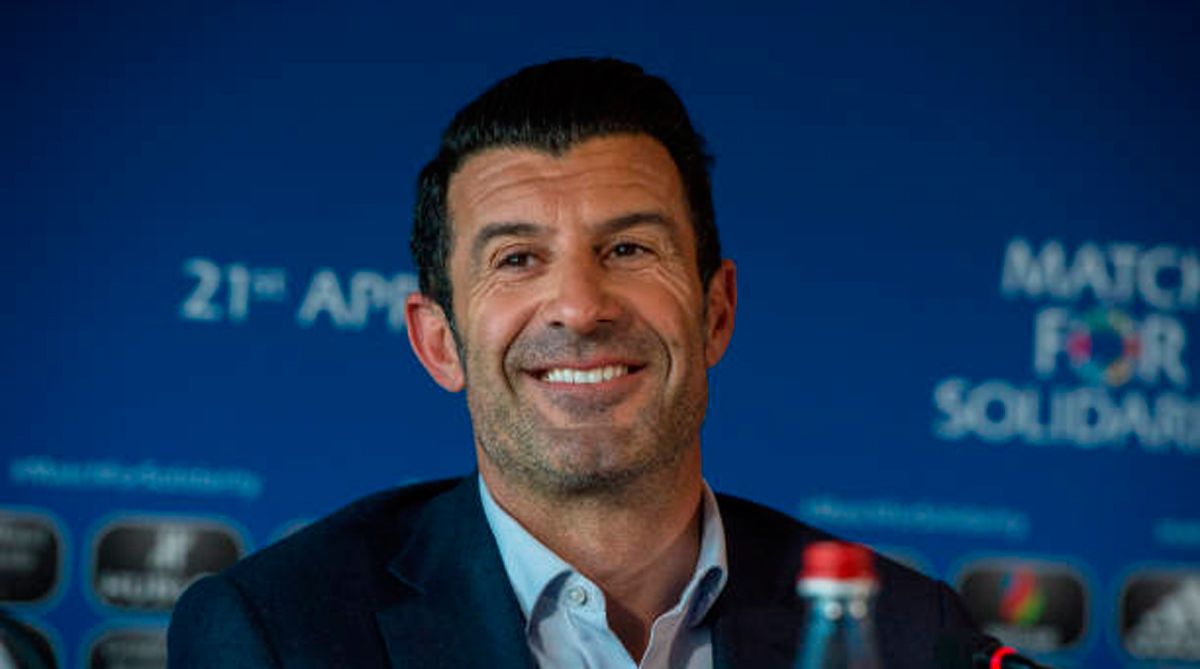 Luis Figo, during a press conference