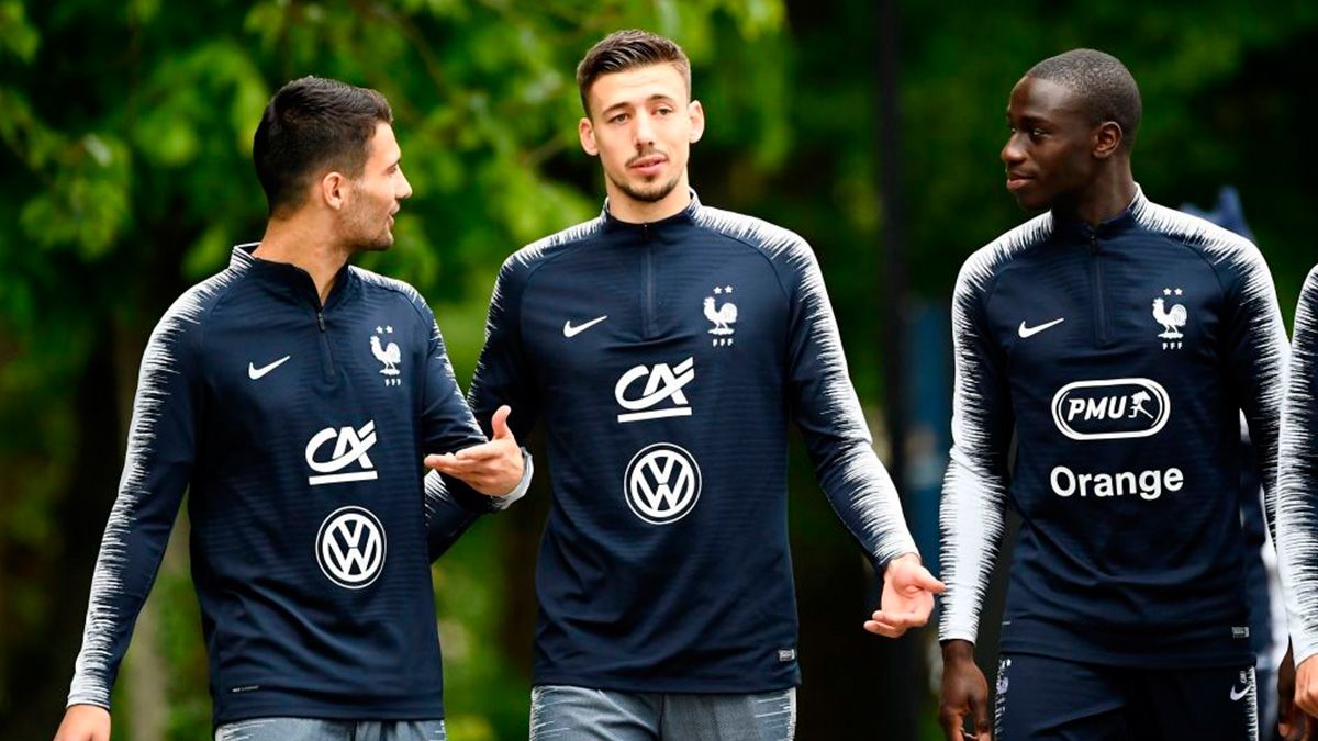 Clément Lenglet and Ferland Mendy in a training session of the France national team