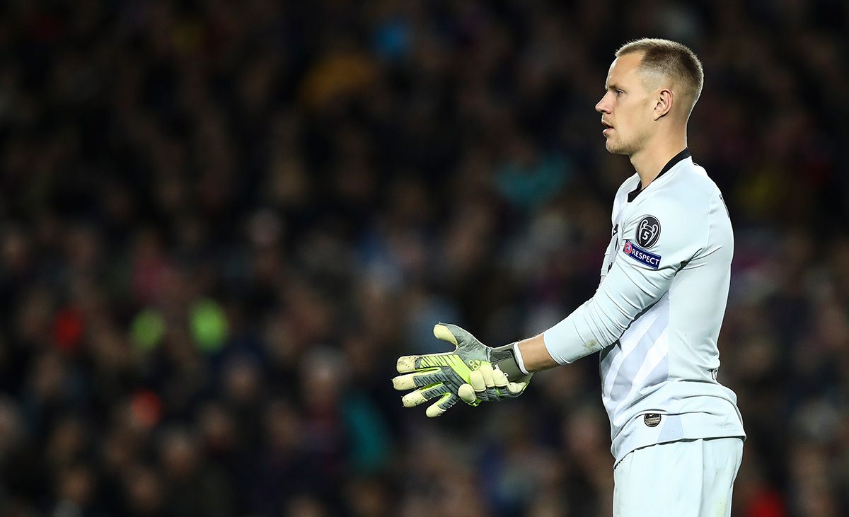 Ter Stegen, durante un partido de Champions League