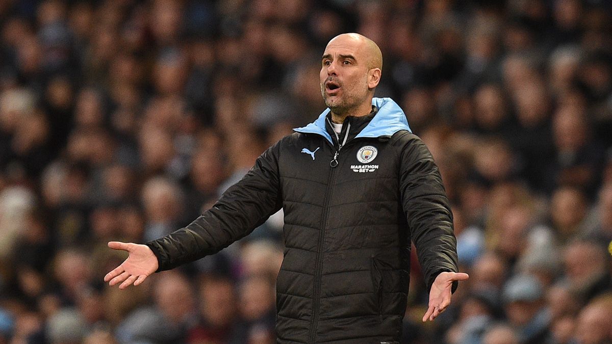 Pep Guardiola in a match of Manchester City