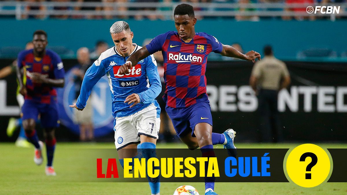 Junior Firpo, being pursued by Callejón in a friendly Barça-Napoli