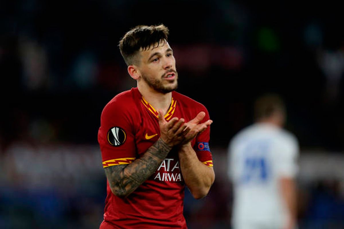 Carles Pérez, durante un partido de la Roma