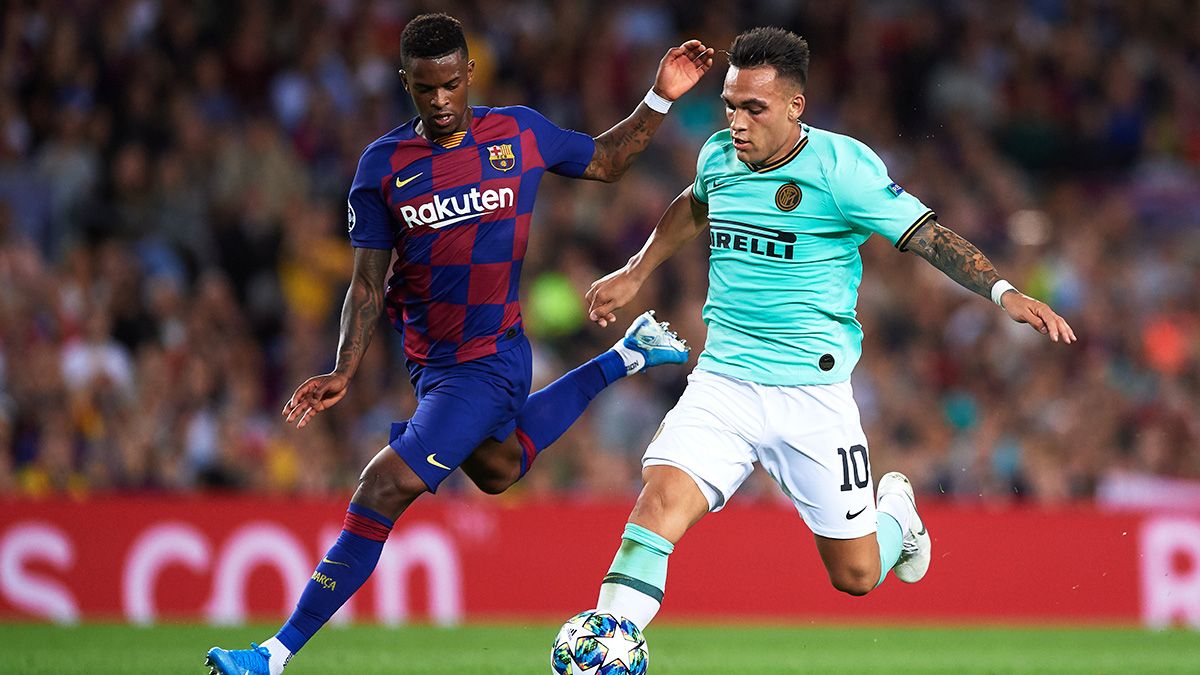 Nélson Semedo en un partido del Barça en la Champions League