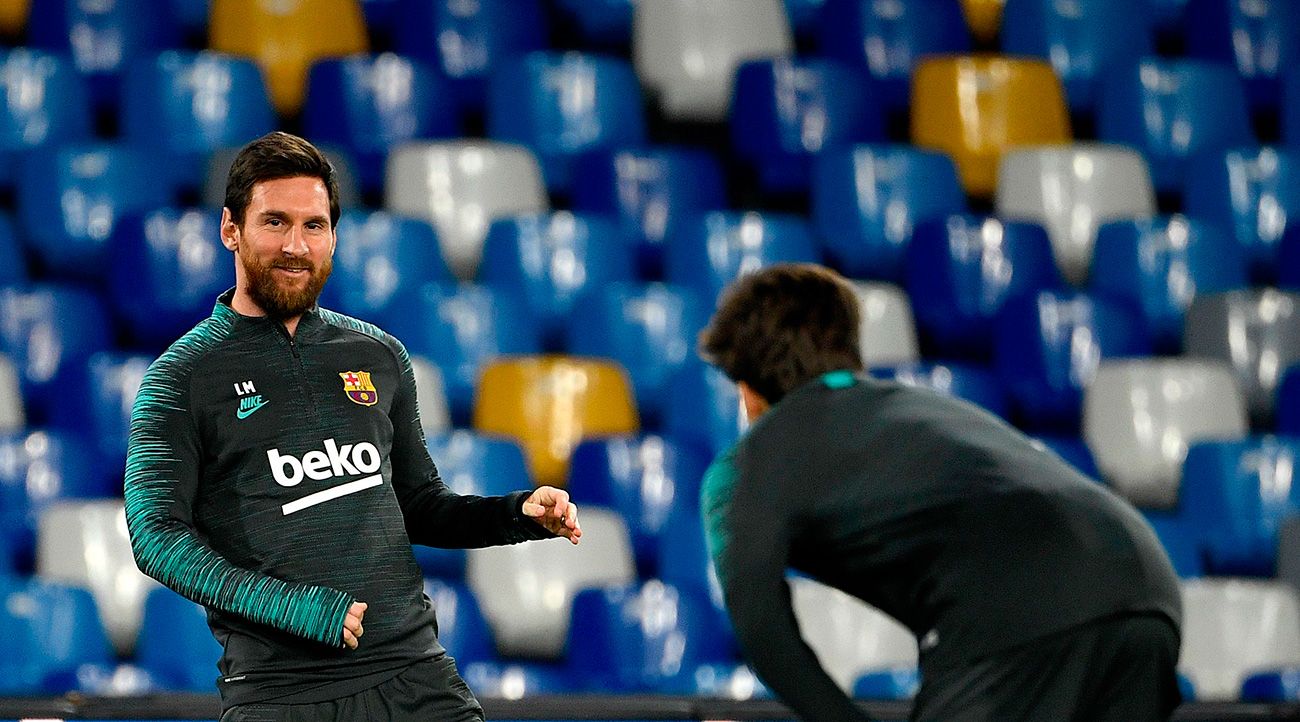 Messi en un entrenamiento en San Paolo